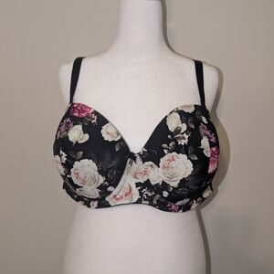 Floral Women's Bra in Black and Pink